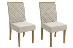 Cadeira Jantar Gardênia 2CAD149 Madeirado Kit 2 Un Kappesberg - Canela/Linho Bege Argila