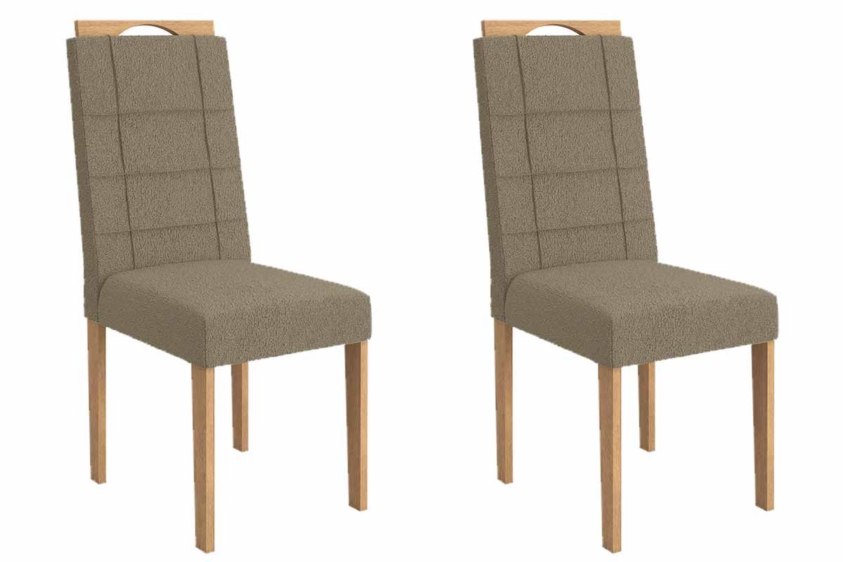 Cadeira Jantar Flora 2CAD150 Madeirado Kit 2 Un KappesbergCarvalho/Boucle Bege Fendi