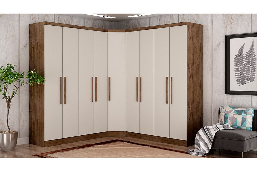 Modulado de Quarto Guarda Roupa c/4 Portas e 3 Gavetas Rizon/Linea N. Horizonte