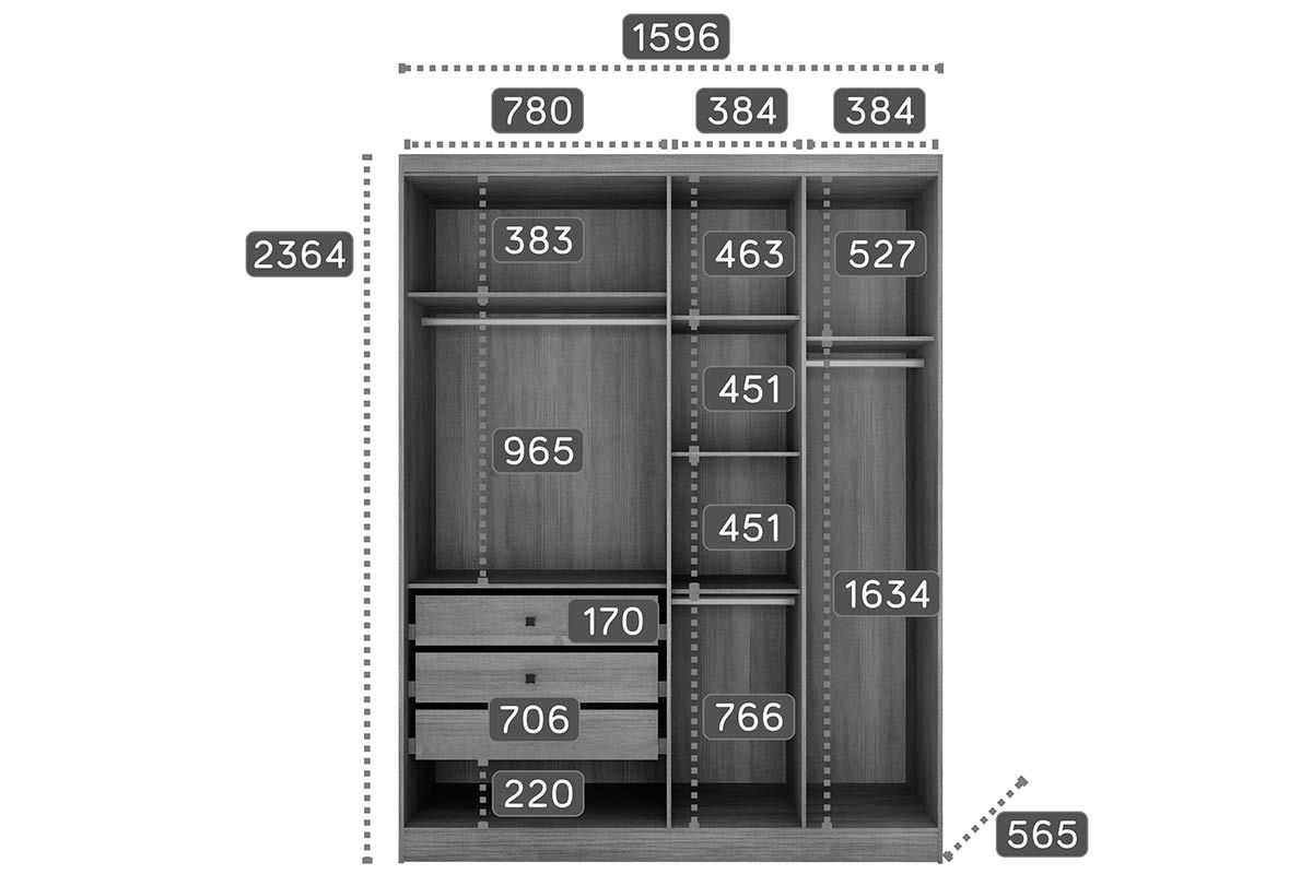 Modulado de Quarto Guarda Roupa c/4 Portas e 3 Gavetas Rizon/Linea N. Horizonte