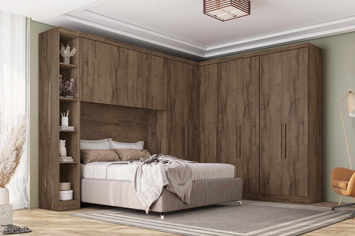 Modulado de Quarto Armário Ponte Aéreo Casal/Queen 167cm Rizon/Linea c/4 Portas N. Horizonte Modulado de Quarto Armário Ponte Aéreo Casal/Queen 167cm Rizon/Linea c/4 Portas N. Horizonte