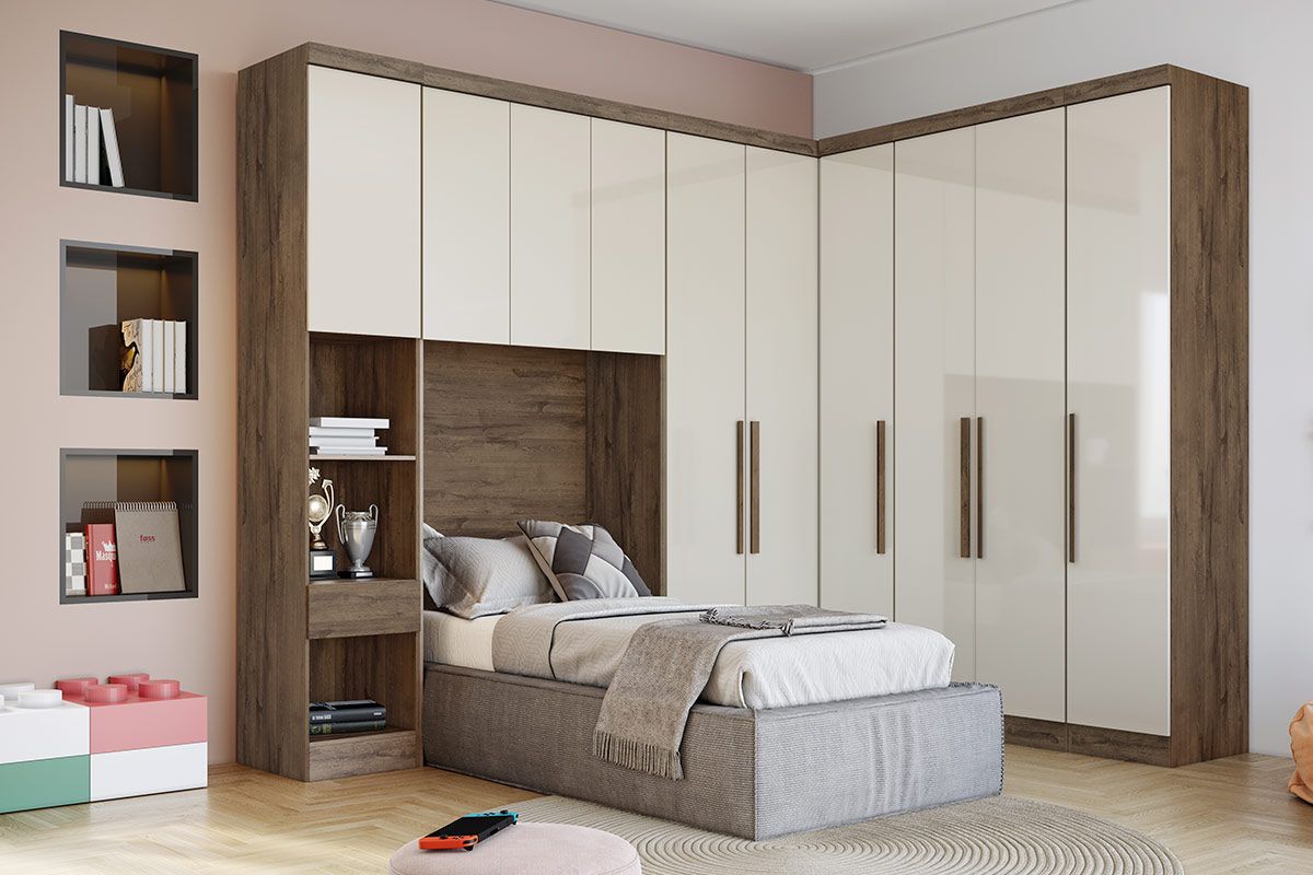 Modulado de Quarto Armário Ponte Aéreo Solteiro Rizon/Linea c/3 Portas N. Horizonte Modulado de Quarto Armário Ponte Aéreo Solteiro Rizon/Linea c/3 Portas N. Horizonte
