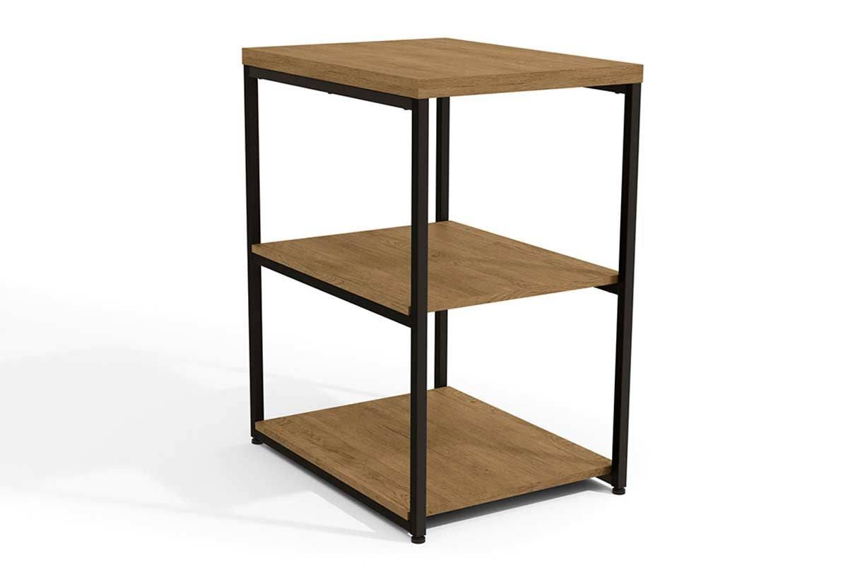 Mesa Lateral p/ Sala Industrial LI004 c/3 Prateleiras KappesbergCanela/Preto Mesa Lateral p/ Sala Industrial LI004 c/3 Prateleiras KappesbergCanela/Preto