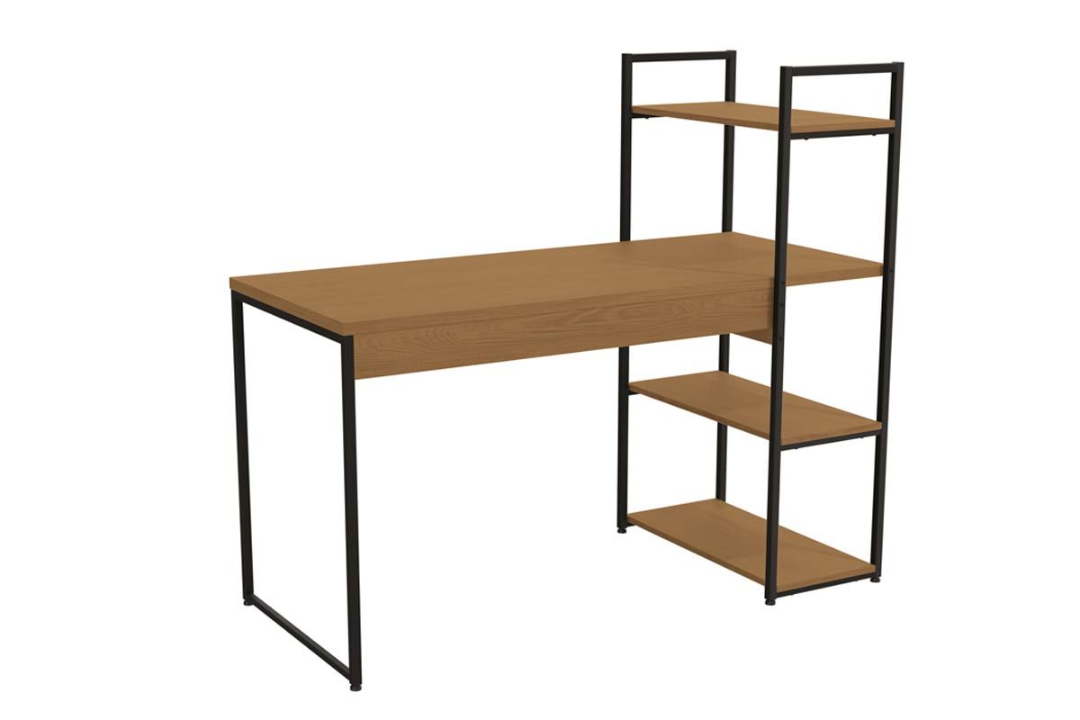 Mesa de Escritório Industrial LI010 c/3 Prateleiras KappesbergCanela/Preto Mesa de Escritório Industrial LI010 c/3 Prateleiras KappesbergCanela/Preto