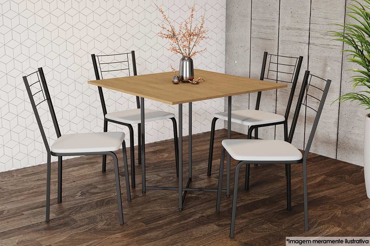 Mesa Jantar Industrial LI011 c/Tampo Madeirado 90x90cm Kappesberg