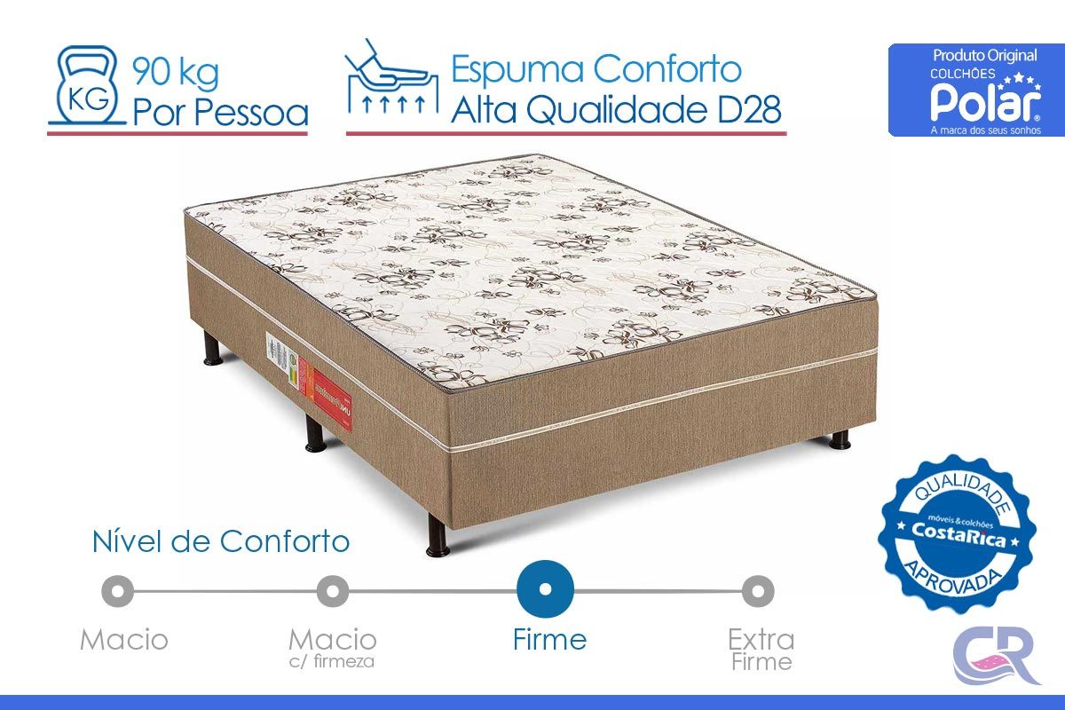 Cama Box Conjugado c/Colchão UniPremium Clean Polar