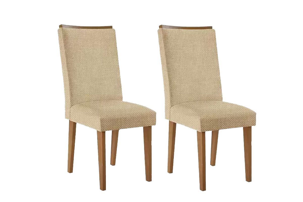 Cadeira Jantar Lunara Kit 2 Un RufatoMadeira Capuccino/Linho Bege Turim