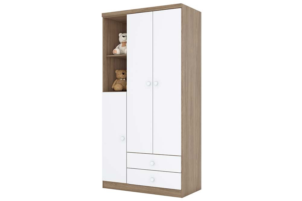 Guarda Roupa Infantil Bala de Menta c/3 Portas e 2 Gavetas Henn