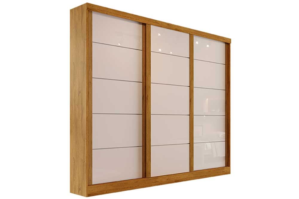Guarda Roupa Casal 3 Portas de Correr e 4 Gavetas Capri Bianchi