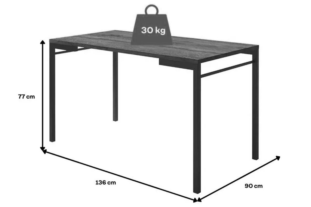 Sala de Jantar Completa 1526 Aço c/ Tampo Madeirado 136x90cm e 6 Cadeiras 1700 - Carraro