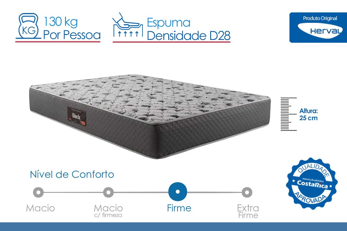 Colchão Ortopédico Herval D65 Black Colchão Ortopédico Herval D65 Black