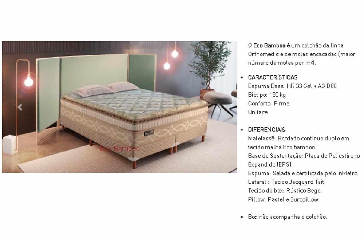 Colchão Molas Ensacadas Paropas Eco Bamboo Colchão Molas Ensacadas Paropas Eco Bamboo