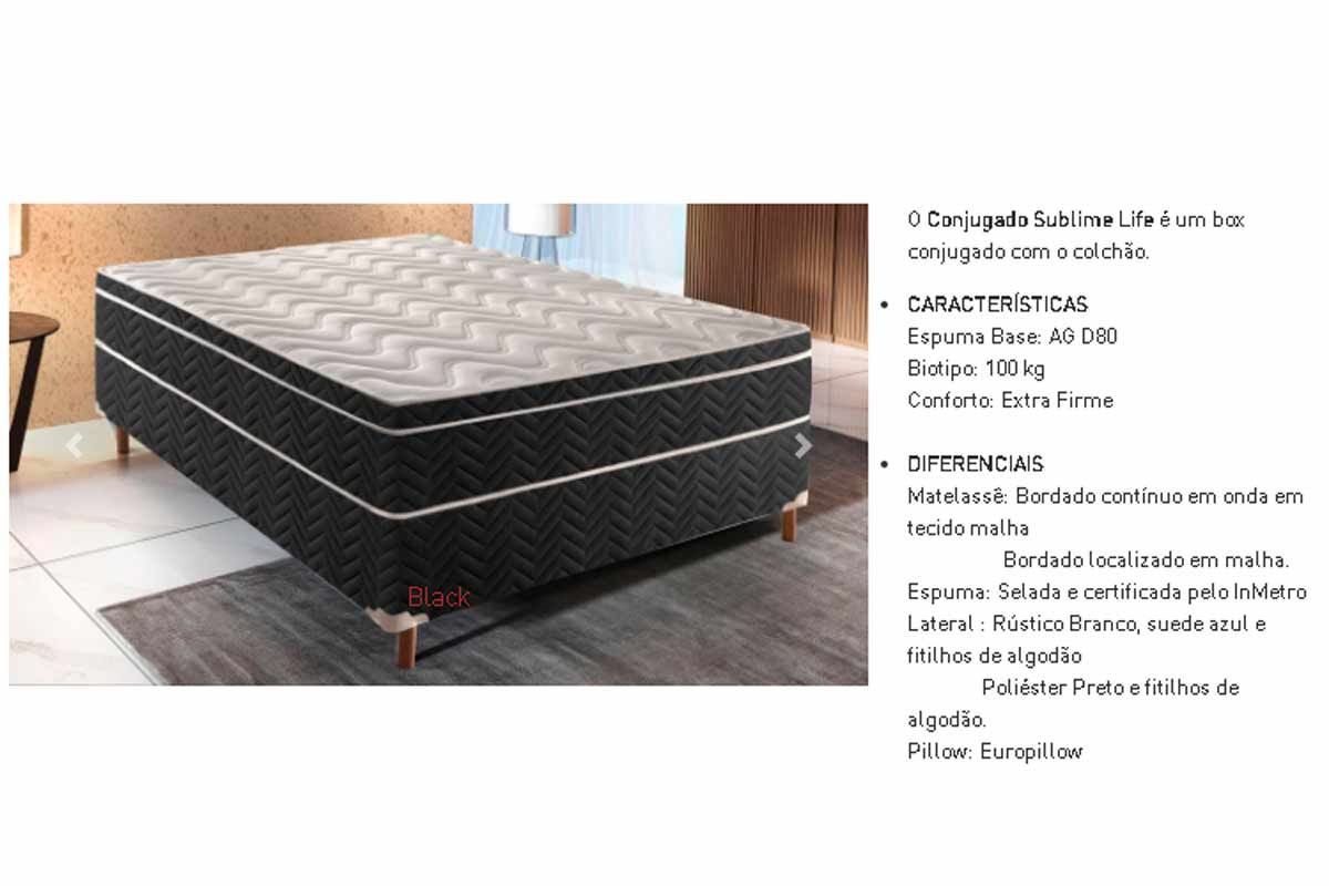 Cama Box Conjugado c/Colchão Sublime Black Paropas