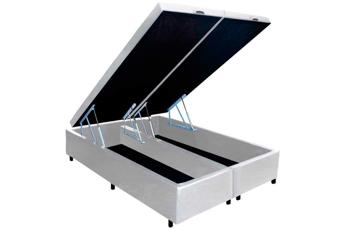 Cama Box Baú Universal Courano Linhão White - FilhãoKing - 193x203x35
