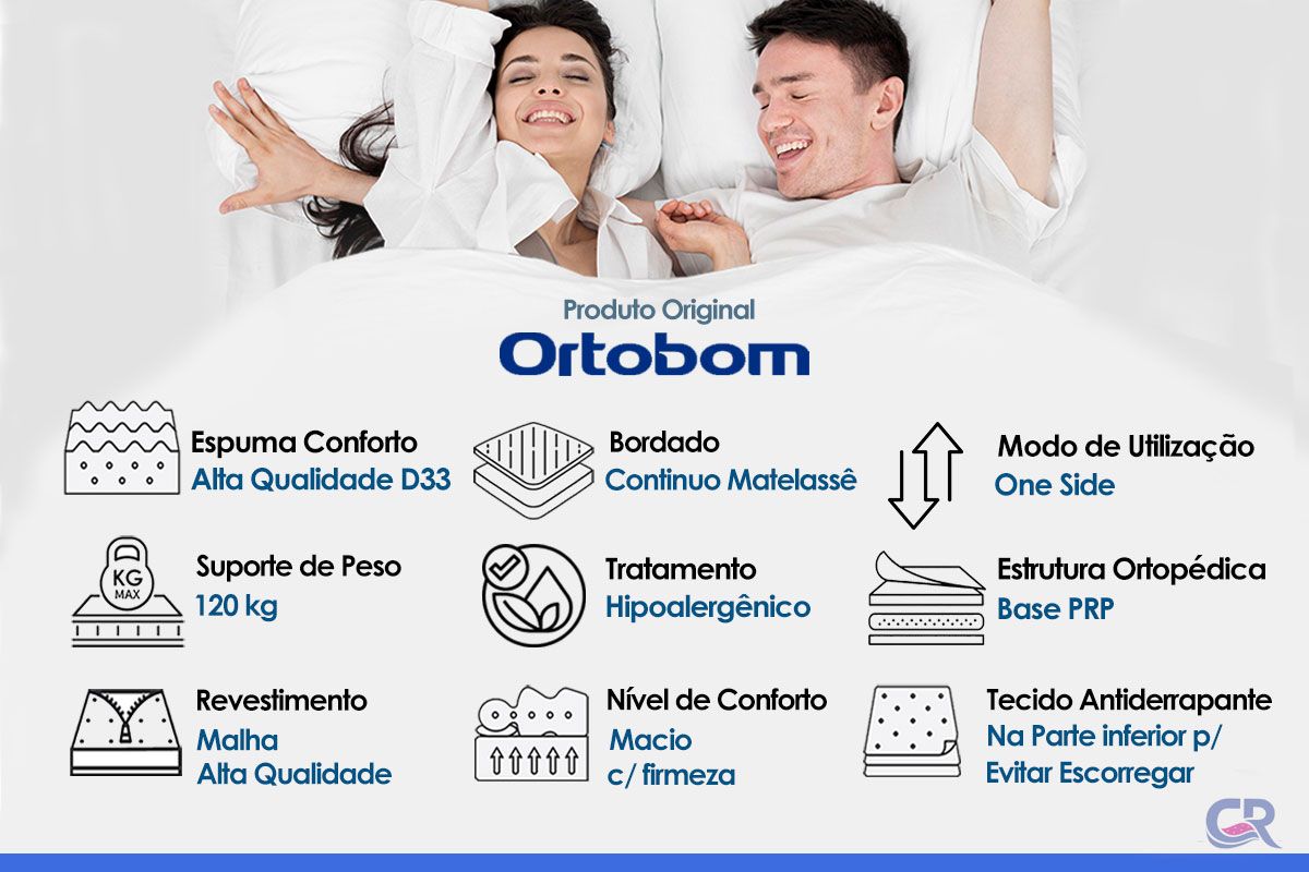 Cama Box Baú CRC +Colchão Ortopédico Airtech Ortobom