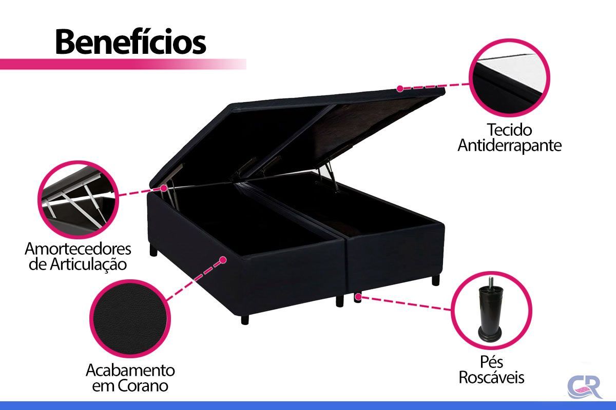 Cama Box Baú CRC +Colchão Ortopédico Airtech Ortobom