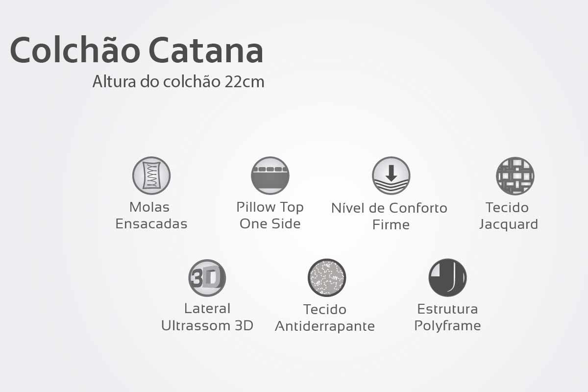 Cama Box Baú CRC +Colchão Molas Catana Herval