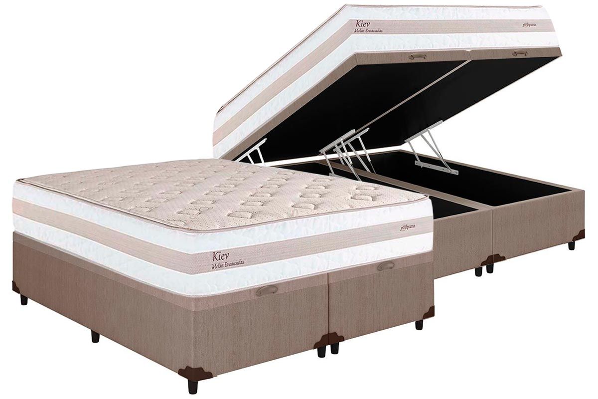 Cama Box Baú CRC +Colchão Molas Kiev Herval
