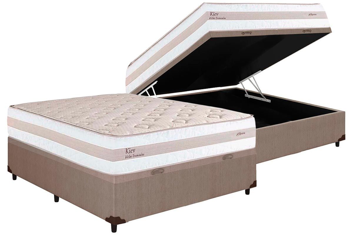 Cama Box Baú CRC +Colchão Molas Kiev Herval
