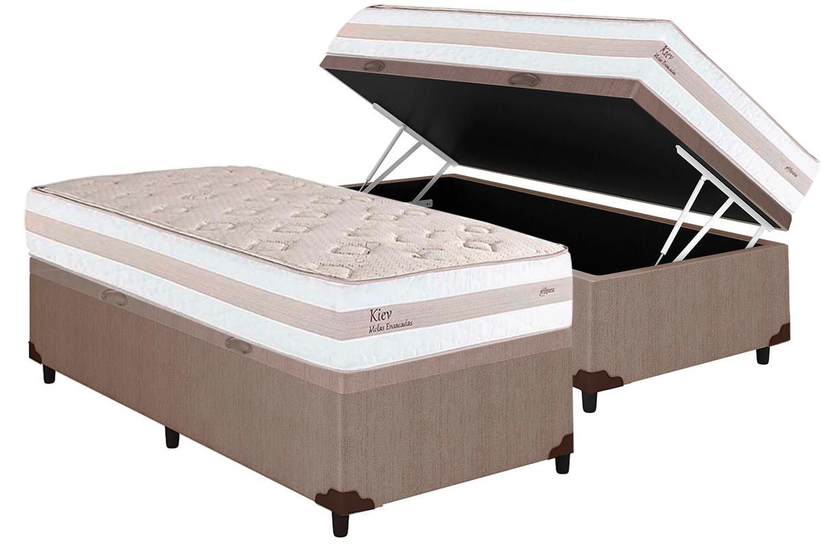 Cama Box Baú CRC +Colchão Molas Kiev Herval