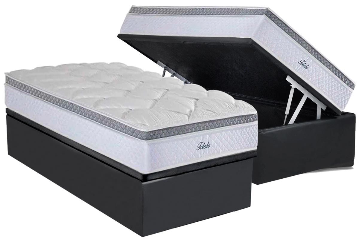 Cama Box Baú CRC +Colchão Molas Toledo Herval