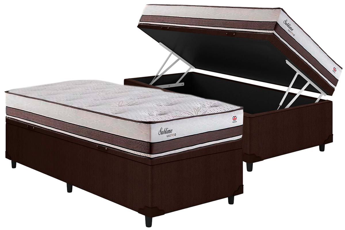 Cama Box Baú CRC +Colchão Molas Sublime Herval