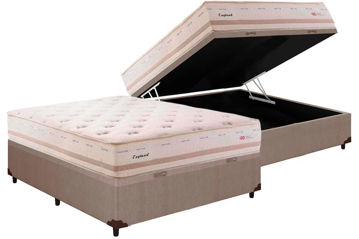 Cama Box Baú CRC +Colchão Molas England Herval