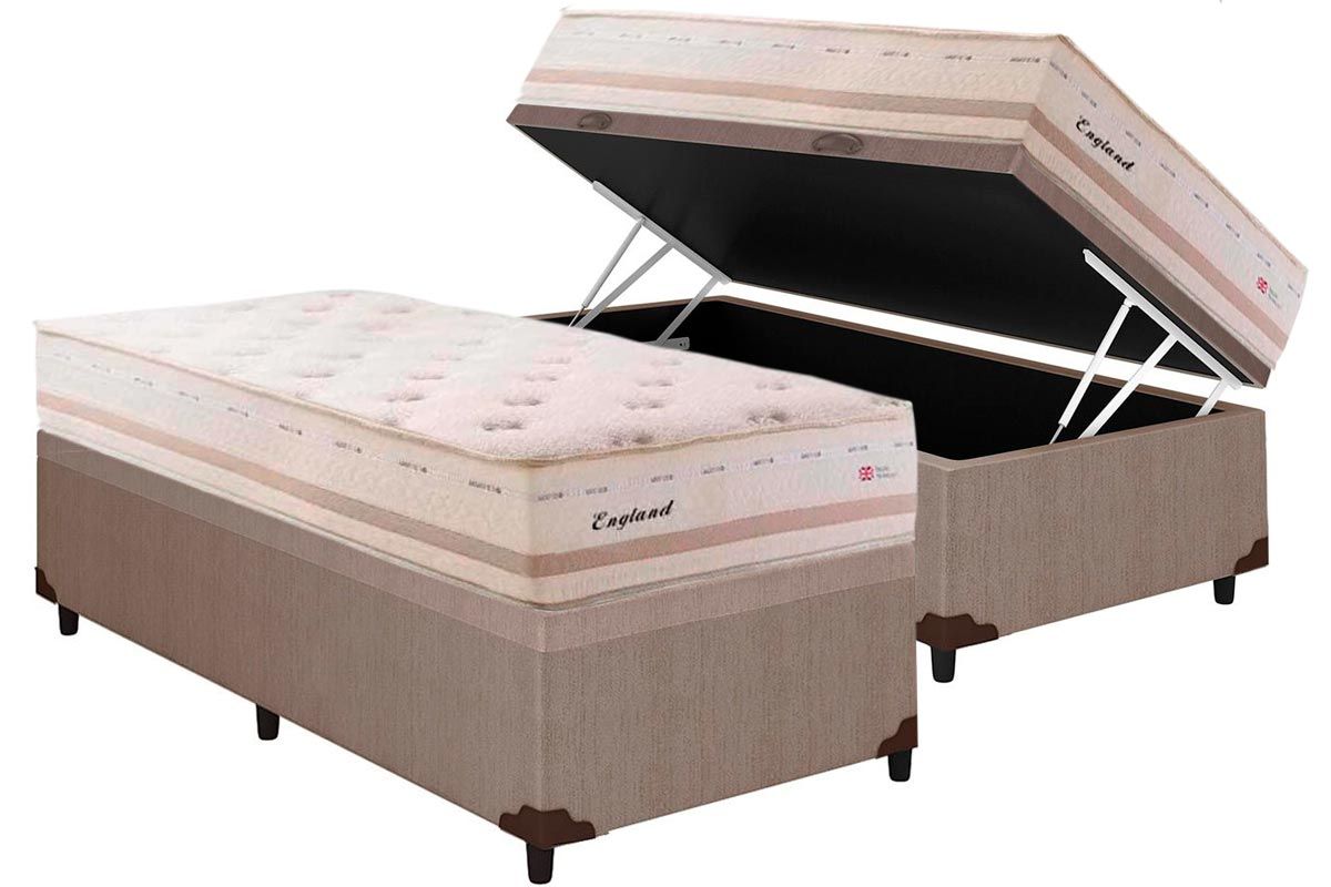 Cama Box Baú CRC +Colchão Molas England Herval