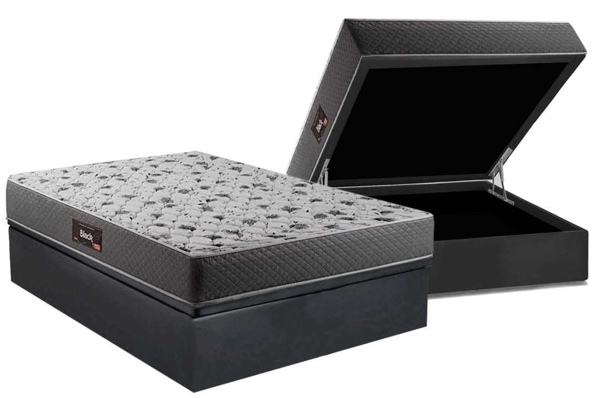 Cama Box Baú CRC +Colchão Ortopédico Black Herval