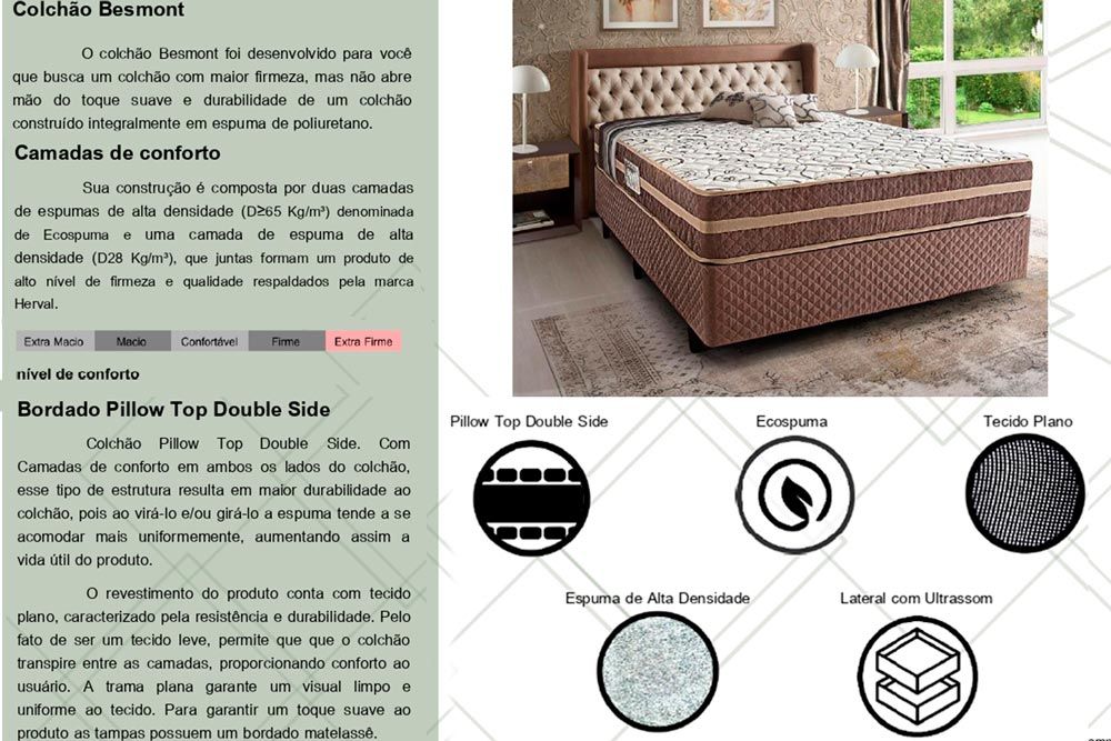 Cama Box Baú CRC +Colchão Ortopédico Besmont Herval