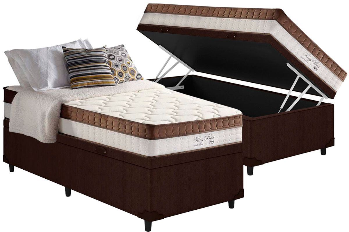 Cama Box Baú CRC +Colchão Molas King Best Anjos