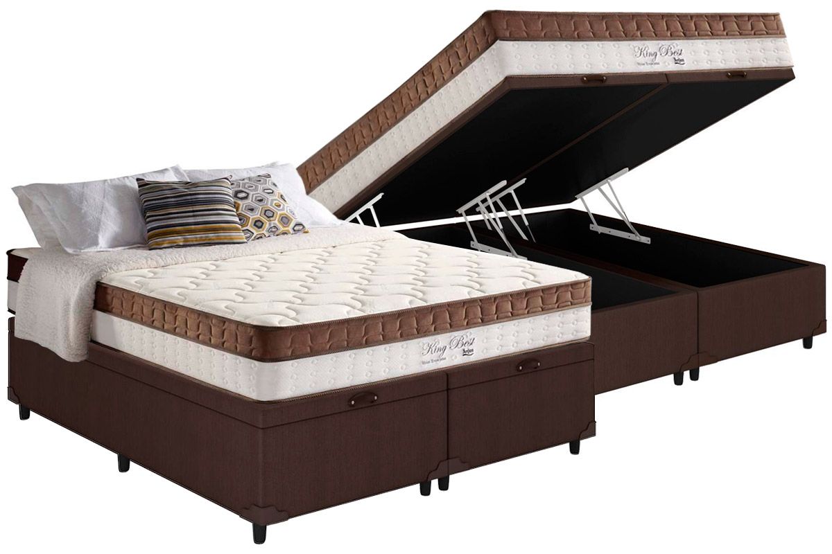 Cama Box Baú CRC +Colchão Molas King Best Anjos