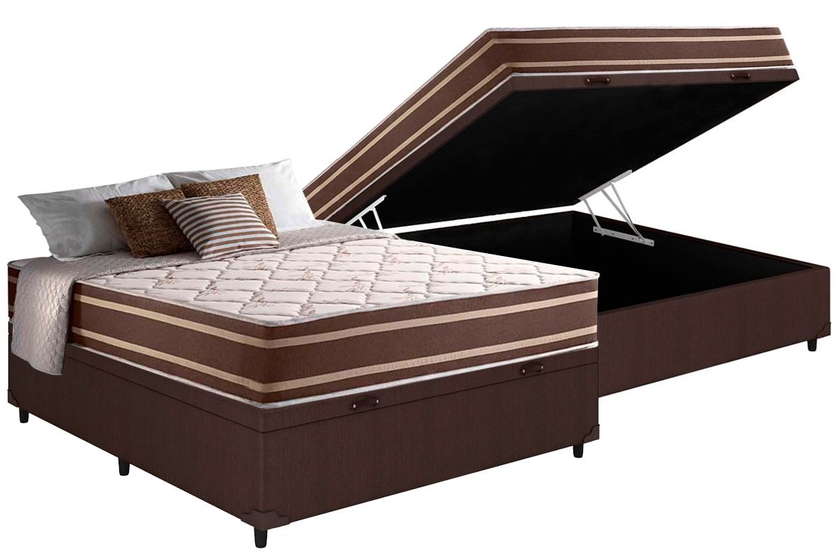 Cama Box Baú CRC +Colchão Molas Duo Sono Anjos