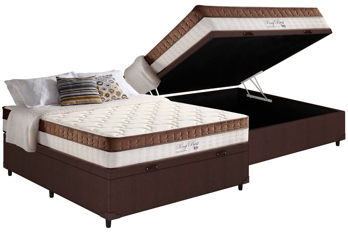 Cama Box Baú CRC +Colchão Molas King Best Anjos