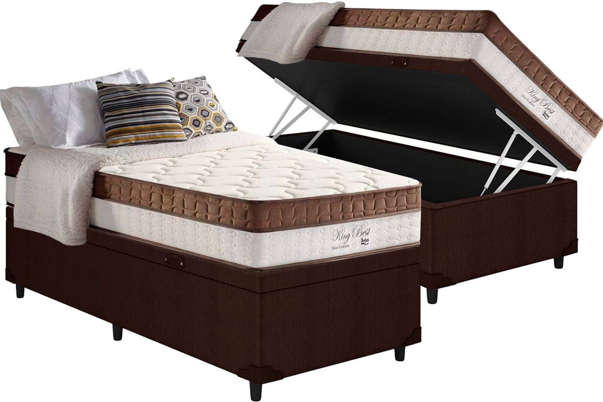 Cama Box Baú CRC +Colchão Molas King Best Anjos