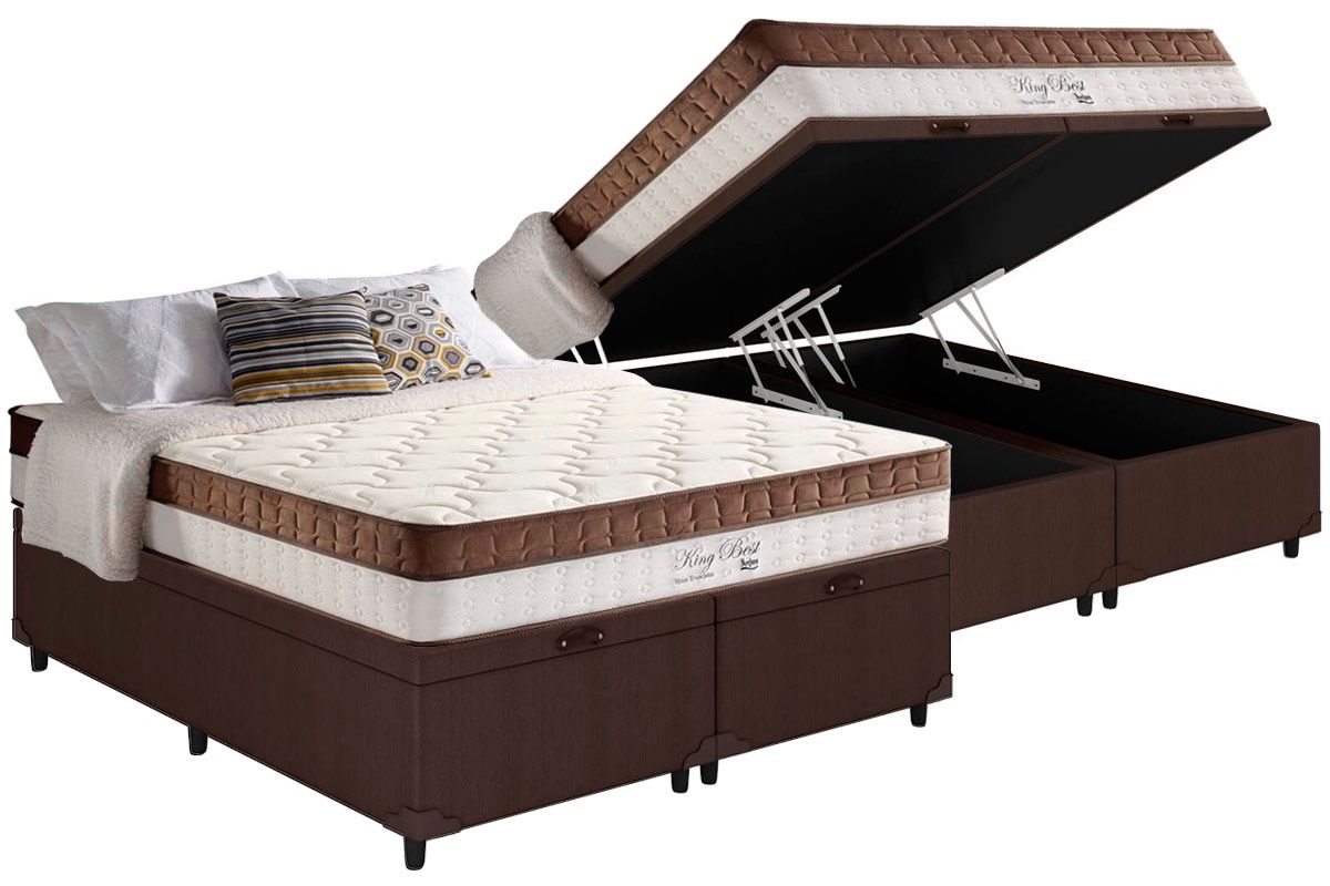 Cama Box Baú CRC +Colchão Molas King Best Anjos