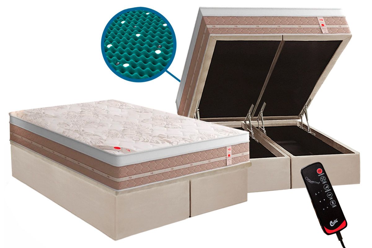 Cama Box Baú CRC +Colchão c/Massagem Niponpedic Castor