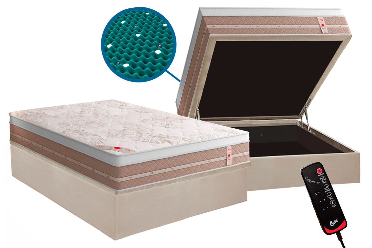 Cama Box Baú CRC +Colchão c/Massagem Niponpedic Castor