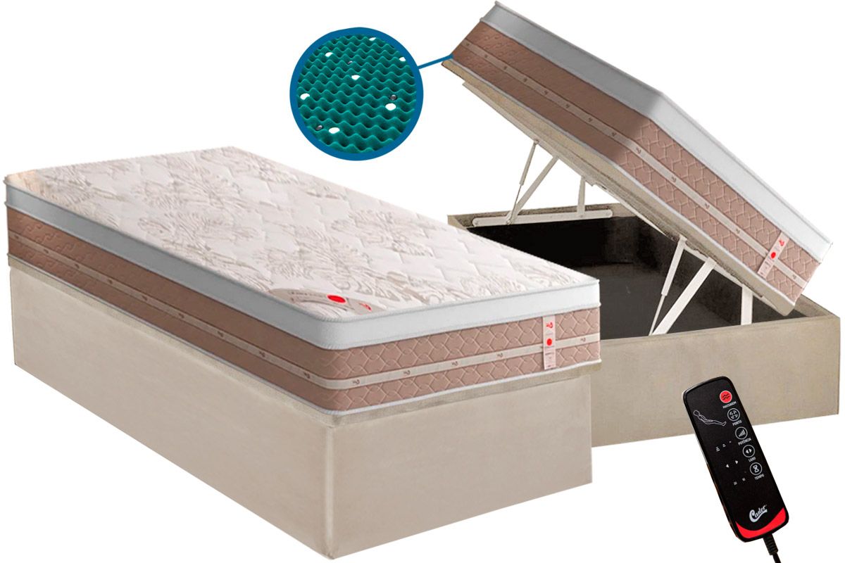 Cama Box Baú CRC +Colchão c/Massagem Niponpedic Castor