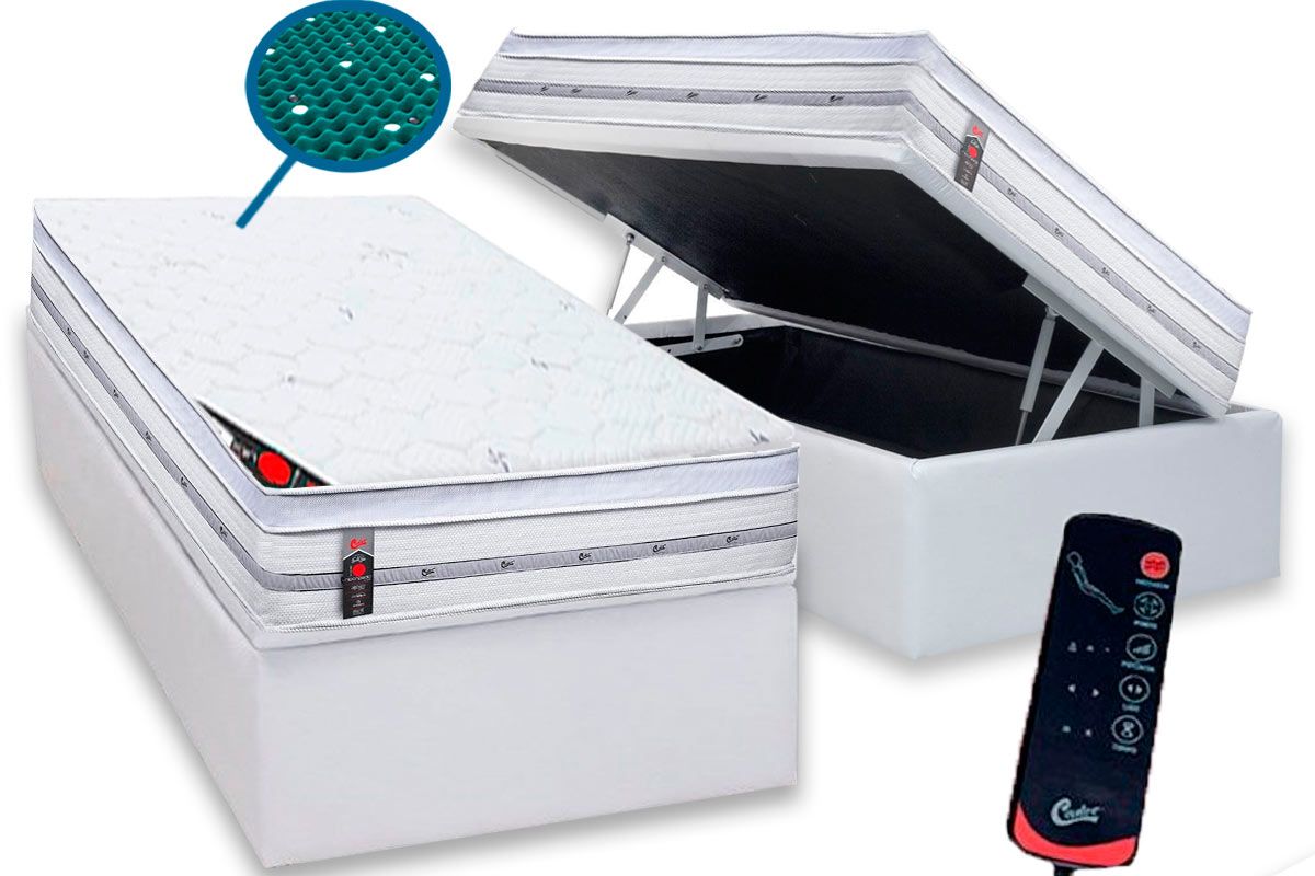 Cama Box Baú CRC +Colchão c/Massagem Niponpedic Castor