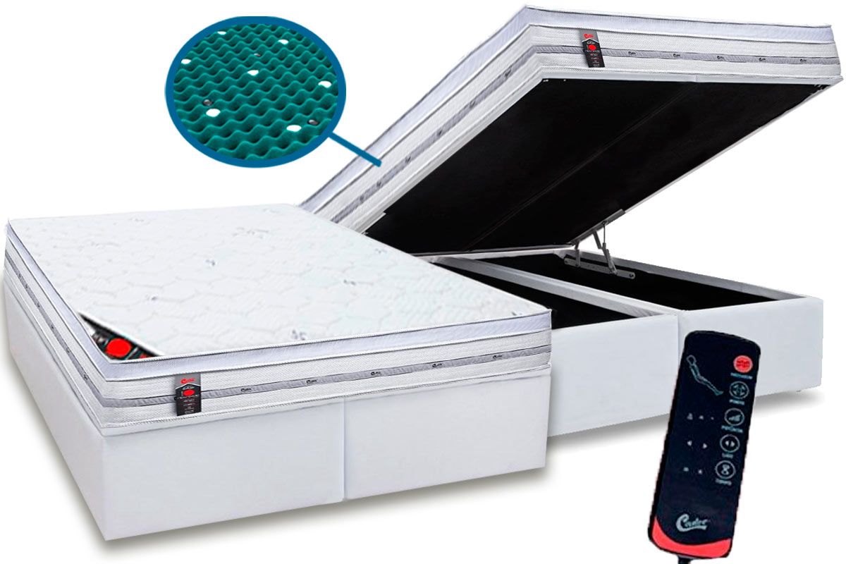Cama Box Baú CRC +Colchão c/Massagem Niponpedic Castor