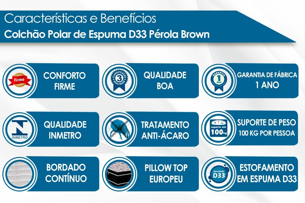 Cama Box CRC +Colchão Espuma D33 Pérola Polar