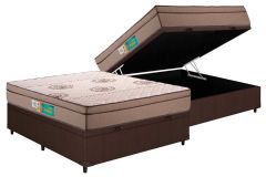 Cama Box Baú Filhão +Colchão Espuma D33 Pérola Polar