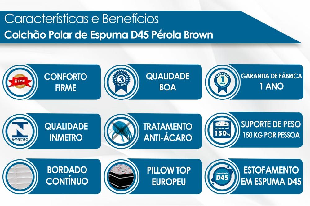 Cama Box Baú CRC +Colchão Espuma D45 Pérola Polar