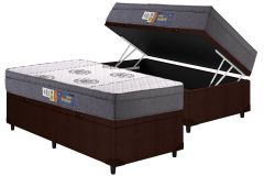 Cama Box Baú Filhão +Colchão Espuma D45 Pérola Polar