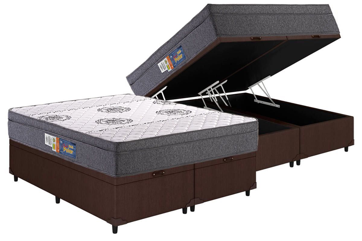 Cama Box Baú CRC +Colchão Espuma D45 Pérola Polar