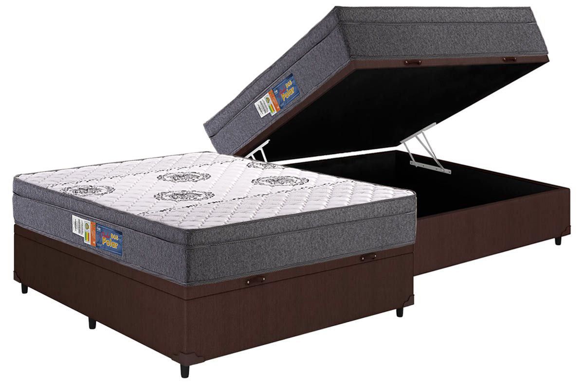 Cama Box Baú CRC +Colchão Espuma D45 Pérola Polar