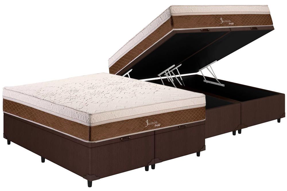 Cama Box Baú CRC +Colchão Molas Jasmim Polar