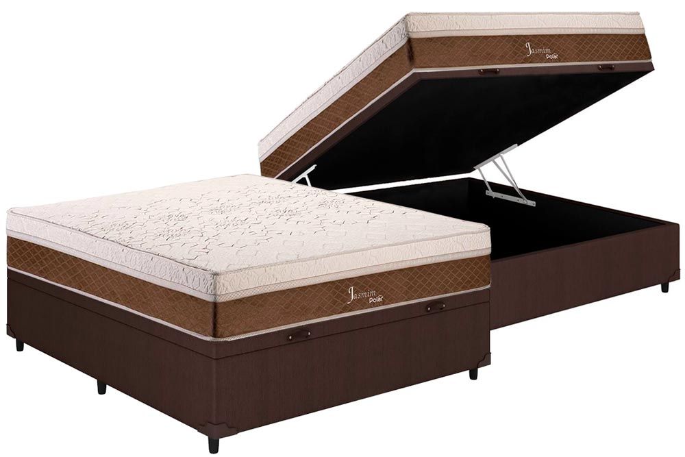 Cama Box Baú CRC +Colchão Molas Jasmim Polar