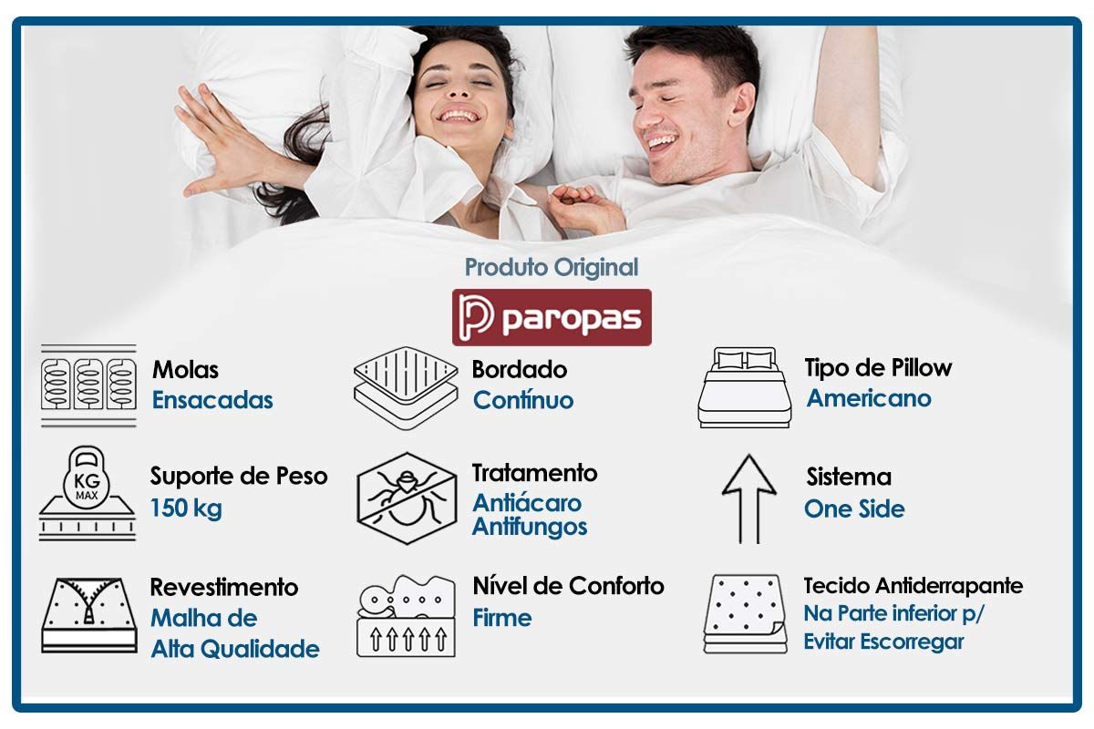 Cama Box CRC +Colchão Molas Eco Bamboo Paropas